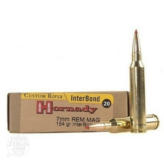 20rds - 7mm Rem Mag Hornady Custom 154gr. InterBond Ammo